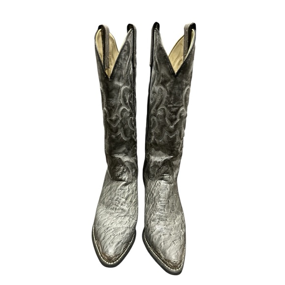 Vintage Gray Ostrich Leather Cowboy Boots | Women’s 6.5 | Tony Lama Style - Picture 2 of 15